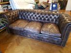 Chesterfield 3-zit sofa Bruin Leer, Antiek en Kunst, Ophalen