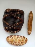 3 vintage haarspelden haaraccessoires in houtstructuur, Handtassen en Accessoires, Uiterlijk | Haarverzorging, Ophalen of Verzenden