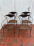 4 chaises de jardin métal/rotin vintage, Utilisé, Métal