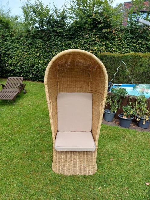 Rotan strandstoel  tuinstoel,zonnestoel rieten terrasstoel, Tuin en Terras, Tuinstoelen, Zo goed als nieuw, Rotan, Ophalen