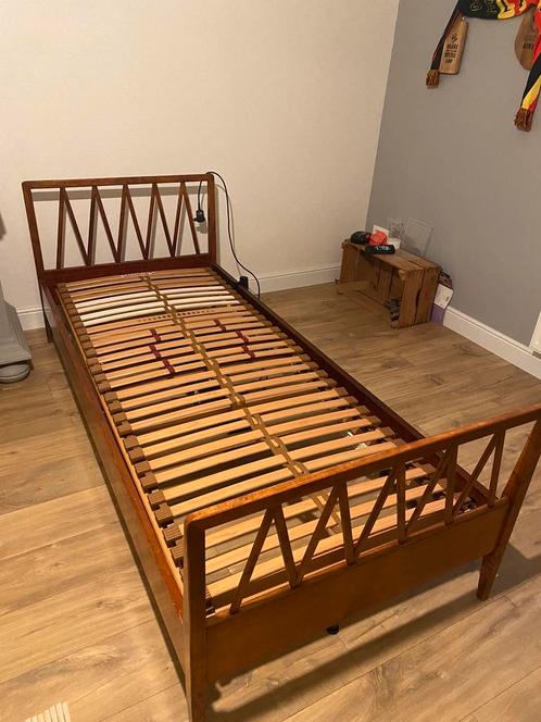 Houten bed retro eenpersoons bed vintage, Maison & Meubles, Chambre à coucher | Lits, Utilisé, Bois, Enlèvement
