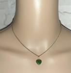 Ketting edelsteen hanger vintage hartje groene jade, Handtassen en Accessoires, Kettingen, Ophalen, Nieuw, Met edelsteen, Groen