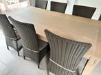 Zeer degelijke houten tafel met 8 stoelen, Huis en Inrichting, Tafels | Eettafels, Ophalen, Gebruikt, 100 tot 150 cm, Eikenhout