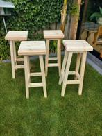 Vurenhouten barkruk – 79 cm hoog – handgemaakt, Huis en Inrichting, Ophalen, 5 krukken of meer, Met voetsteun, 60 tot 90 cm