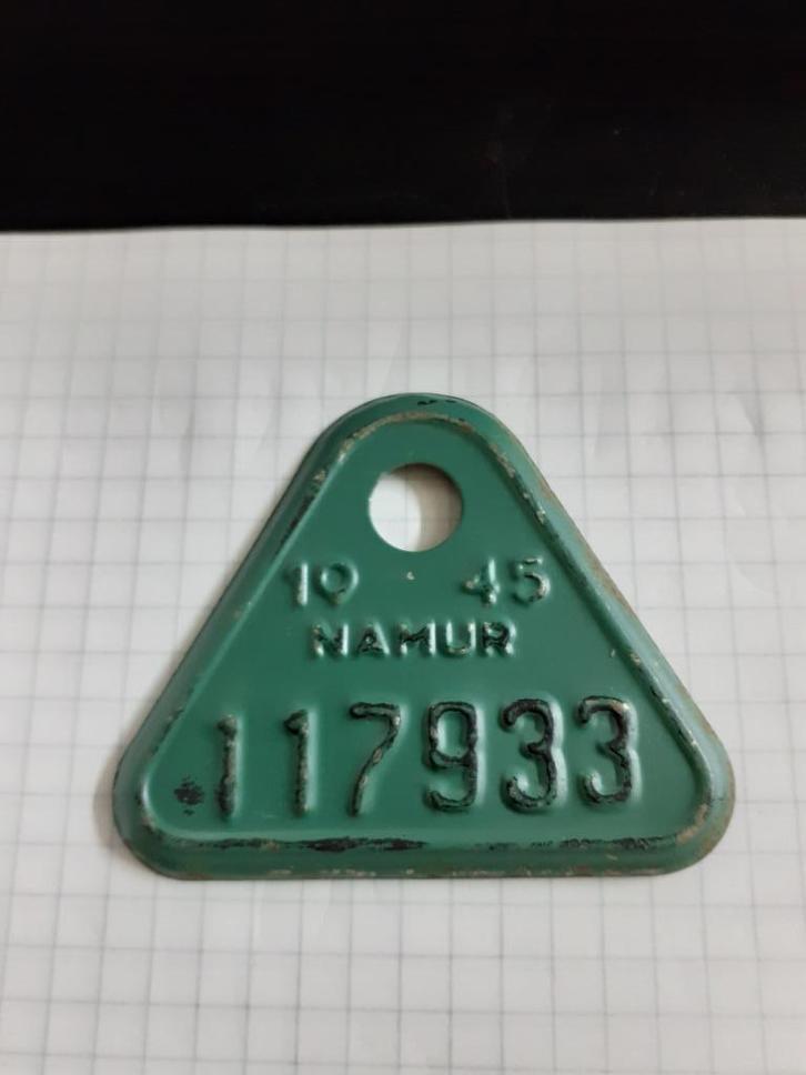 Fietsplaat Namur 1945 WOII, Verzamelen, Overige Verzamelen, Zo goed als nieuw, Ophalen of Verzenden