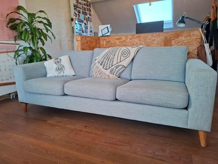 Grijze stoffen zetel (driezit), Huis en Inrichting, Zetels | Zetels, Zo goed als nieuw, Ophalen