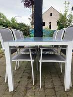 Tuintafel met 6 stoelen, Jardin & Terrasse, Tables de jardin, Rectangulaire, Enlèvement, Utilisé, Aluminium