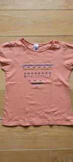 Oranje- roze T- shirt - C&A - maat 134 (maat  9), Gebruikt, C&A, Meisje, Ophalen of Verzenden