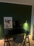 Bureau met glazen blad, Huis en Inrichting, Ophalen, Zo goed als nieuw, Bureau