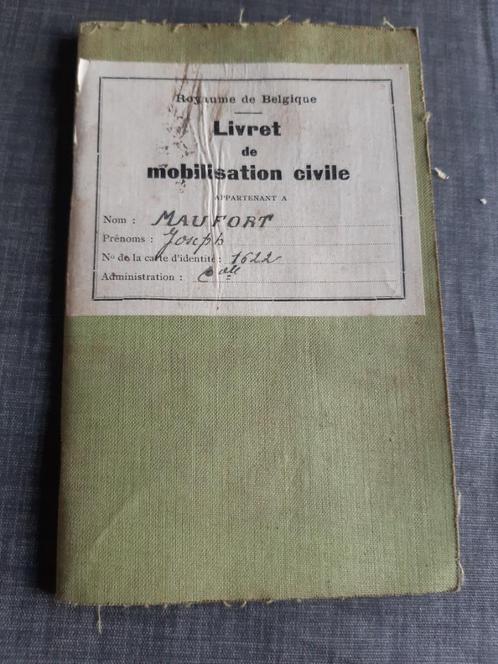 Burgerlijke mobilisatieboekje - burgemeester WWII, Collections, Objets militaires | Général, Autres, Enlèvement ou Envoi