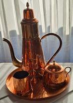 Koperenschaal met koperen koffieset, Antiek en Kunst, Ophalen