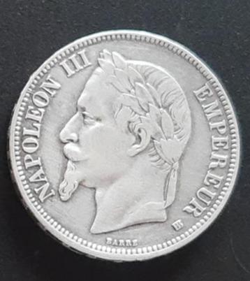 5 Francs 1868 Napoleon III, muntteken "BB" Straatsburg 0.900 beschikbaar voor biedingen