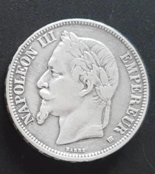 5 Francs 1868 Napoleon III, muntteken "BB" Straatsburg 0.900, Postzegels en Munten, Munten | Europa | Niet-Euromunten, Losse munt