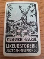 Oude speelkaart likeurstokerij De Hert Defoirdt  Anzegem, Verzamelen, Ophalen of Verzenden, Speelkaart(en)