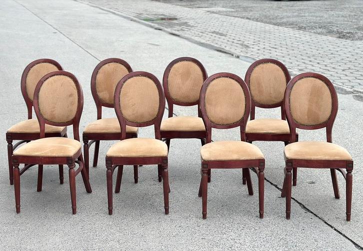 Landelijke antieke eetkamerstoelen | 8, Huis en Inrichting, Stoelen, Hout, Ophalen