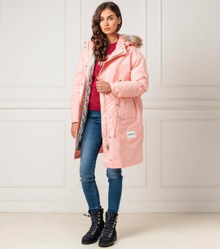 Calvin Klein Parka 44-46 nieuw met label, Kleding | Dames, Jassen | Winter, Nieuw, Maat 42/44 (L), Roze, Ophalen of Verzenden