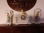 3 delig schouwklok porcelein Art Deco 1920 antiek vintage, Antiek en Kunst, Ophalen