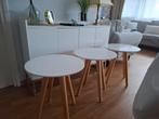 Set van drie houten tafels, Huis en Inrichting, Tafels | Statafels, Ophalen, Zo goed als nieuw