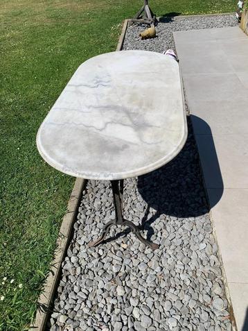 Marmeren tuintafel, Tuin en Terras, Tuintafels, Ophalen, Gebruikt, Ovaal