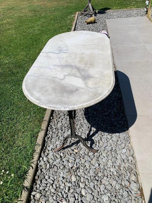 Marmeren tuintafel, Tuin en Terras, Tuintafels, Gebruikt, Ovaal, Ophalen
