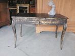 Stoere antieke brocante bureau tafel met 2 lades L 110 D 55, Gebruikt, Ophalen, Bureau
