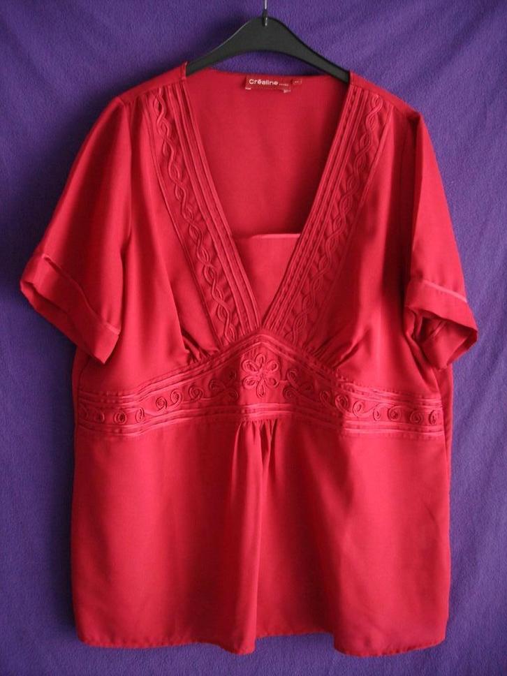 Mooie zomerblouse met korte mouwen rood Crealine By Daxon., Vêtements | Femmes, Blouses & Tuniques, Porté, Taille 46/48 (XL) ou plus grande