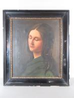 Olie schilderij  portret van een jonge vrouw rond 19e eeuw, Antiek en Kunst, Kunst | Schilderijen | Modern, Ophalen of Verzenden
