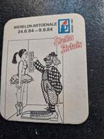 Bierviltje Stella Artois 1984 wereld cartoons Knokke Heist, Ophalen of Verzenden, Zo goed als nieuw, Viltje(s), Stella Artois