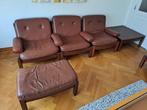 Vintage lederen salon, Ophalen, Gebruikt, Hout, Vintage