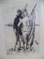 Gravure rare de Constantin MEUNIER, dessin paysans armés 187, Enlèvement
