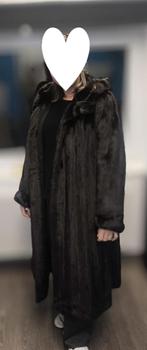 Lange zwarte bontjas van marmot – zeer goede staat, Kleding | Dames, Jassen | Winter, Ophalen, Zo goed als nieuw, Maat 42/44 (L)