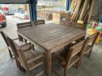 Padoek tuintafel +8 padoek stoelen, Tuin en Terras, Ophalen, Hardhout, Tuinset, Eettafel