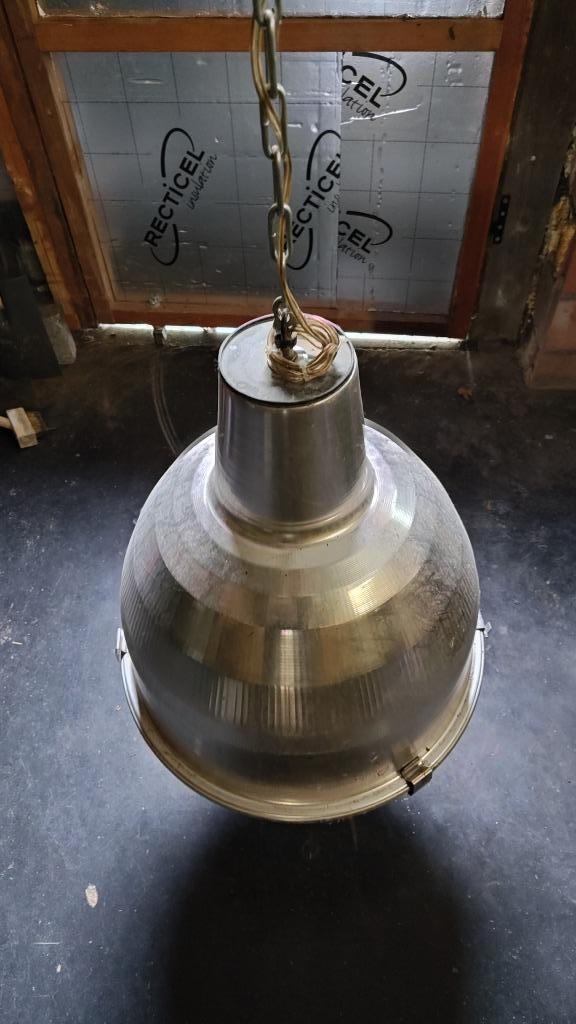 Industriële hanglampen, Huis en Inrichting, Lampen | Hanglampen, Zo goed als nieuw, 50 tot 75 cm, Glas, Metaal, Ophalen