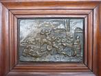 Relief antique : Fête paysanne en cuivre martelé, Antiquités & Art, Enlèvement ou Envoi, Cuivre