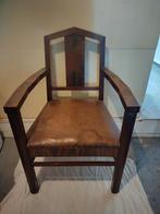 Twee Art Deco zetel stoelen in tropische hout soorten,leder, Ophalen