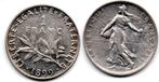 Frankrijk 1 franc, 1899 semeuse zilver munt 5g, Frankrijk, Zilver, Ophalen of Verzenden, Losse munt