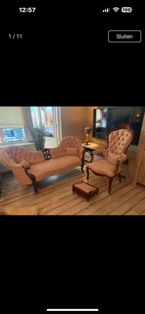 Mooi bankje en stoel biedermeier stijl, Antiek en Kunst, Antiek | Meubels | Stoelen en Sofa's, Ophalen