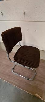 Vintage. 4 Chaises/fauteuils/bouts de table. Tissu et chrome, Comme neuf, Enlèvement