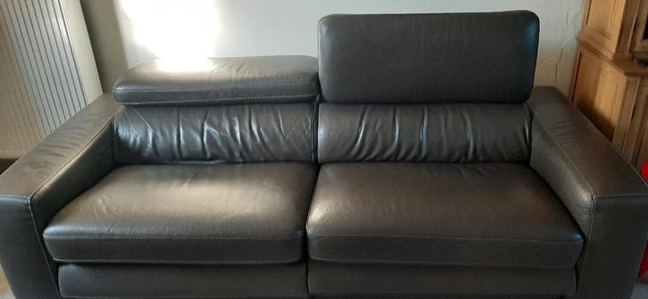 Lederen bank voor 4 personen, Huis en Inrichting, Zetels | Zetels, Gebruikt, Rechte bank, Vierpersoons of meer, 200 tot 250 cm