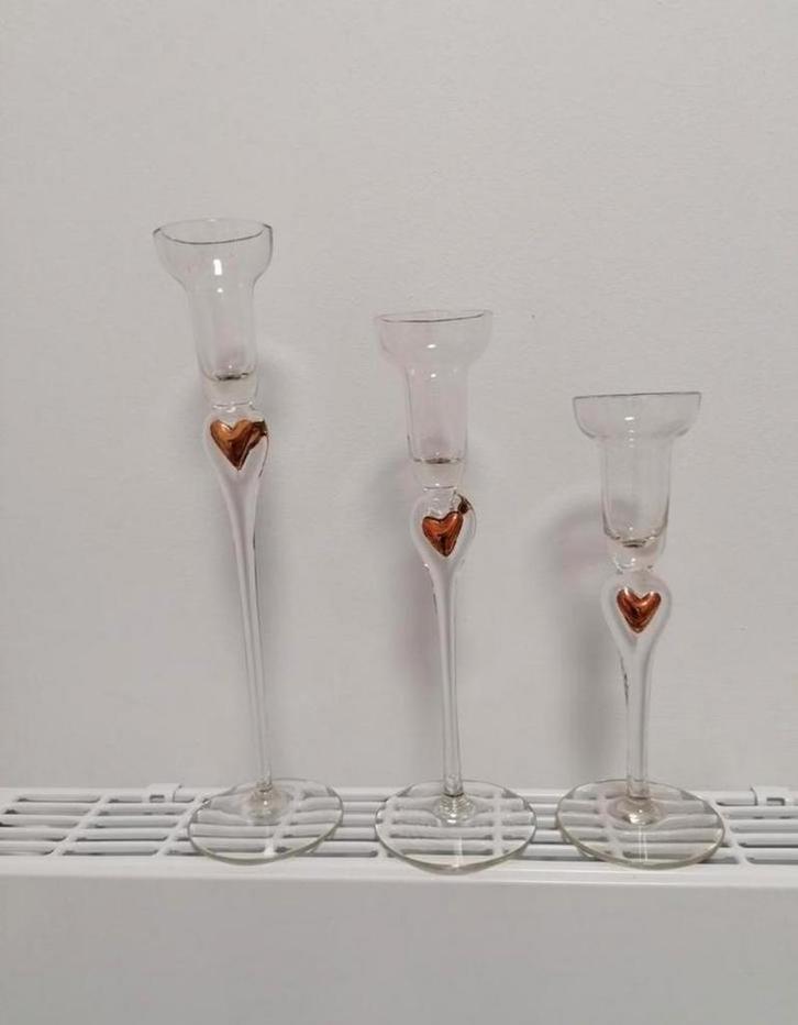 Drie kandelaars, Verzamelen, Glas en Drinkglazen, Zo goed als nieuw, Ophalen of Verzenden