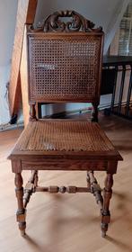 Prachtige gesculpteerde houten stoel ca 1870 met rotan, Ophalen