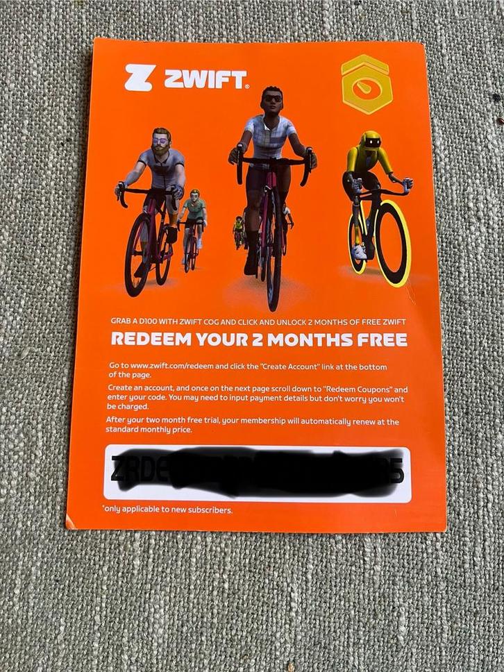 Zwift coupon bon 2 maand, Tickets en Kaartjes, Kortingen en Cadeaubonnen, Eén persoon, Overige typen, Overige soorten