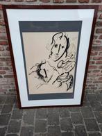 84x118cm - Origineel groot LAVIS werk - Roger Somville, Antiek en Kunst, Ophalen of Verzenden