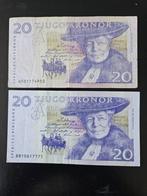 2x 20 korun Zweden set, Postzegels en Munten, Bankbiljetten | Europa | Niet-Eurobiljetten, Ophalen of Verzenden, Overige landen