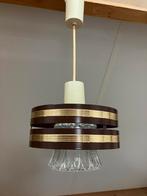 Vintage design hanglamp jaren 70 met glazen kap en ring, Huis en Inrichting, Ophalen of Verzenden, Gebruikt