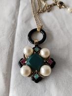 Collier de 80 cm avec perles, pierres roses et vertes, Bijoux, Sacs & Beauté, Colliers, Comme neuf, Rose, Enlèvement ou Envoi