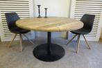 Prachtige zwarte ronde eiken tafel 130 cm, Huis en Inrichting, Tafels | Eettafels, Ophalen, Rond, Zo goed als nieuw, Vijf personen of meer