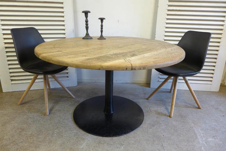 Prachtige zwarte ronde eiken tafel 130 cm, Huis en Inrichting, Tafels | Eettafels, Zo goed als nieuw, 100 tot 150 cm, 100 tot 150 cm