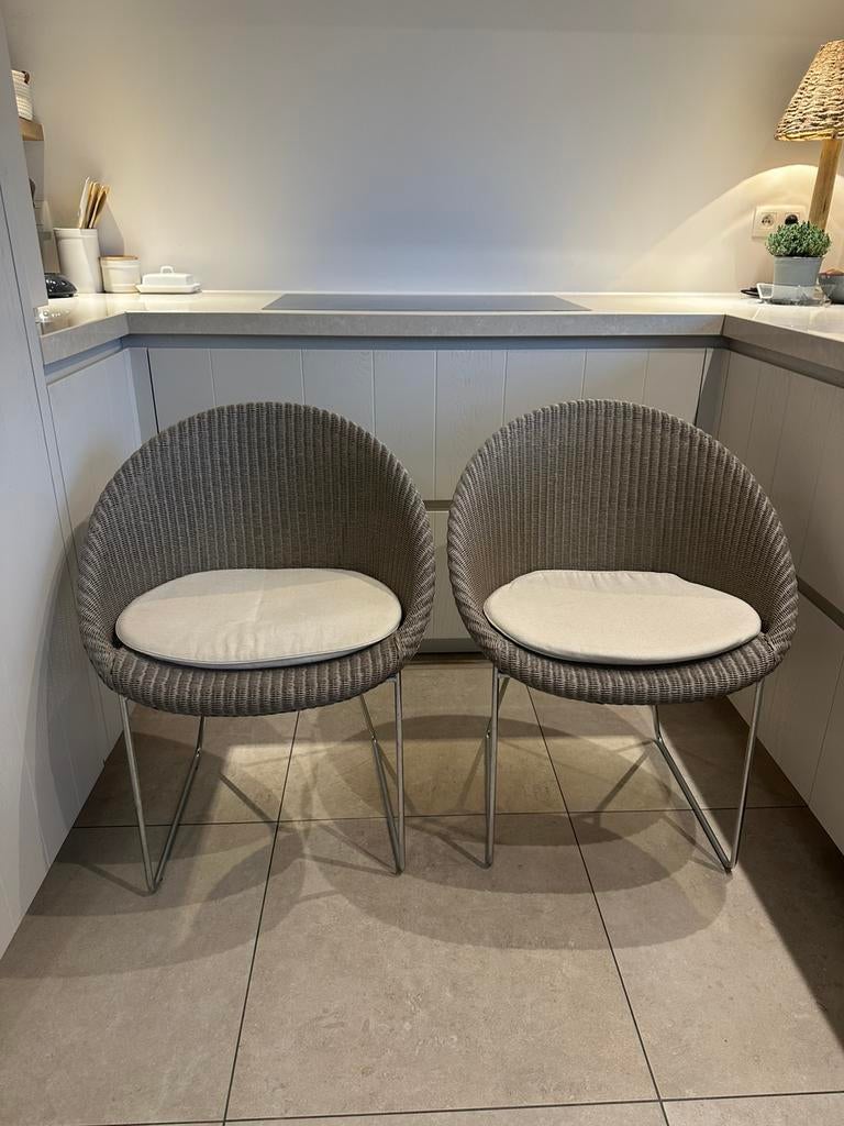 4x Vincent Sheppard kuipstoelen taupe, Ophalen, Zo goed als nieuw, Vier