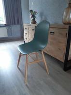 Vier groene stoelen met houten onderstel, Comme neuf, Quatre, Bois, Enlèvement